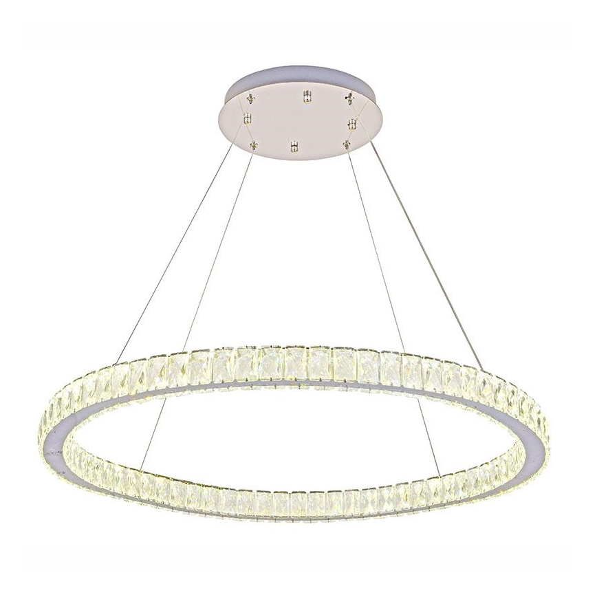 LED Ściemnialny żyrandol kryształowy na lince LED/100W/230V 3000-6500K srebrny + pilot zdalnego sterowania