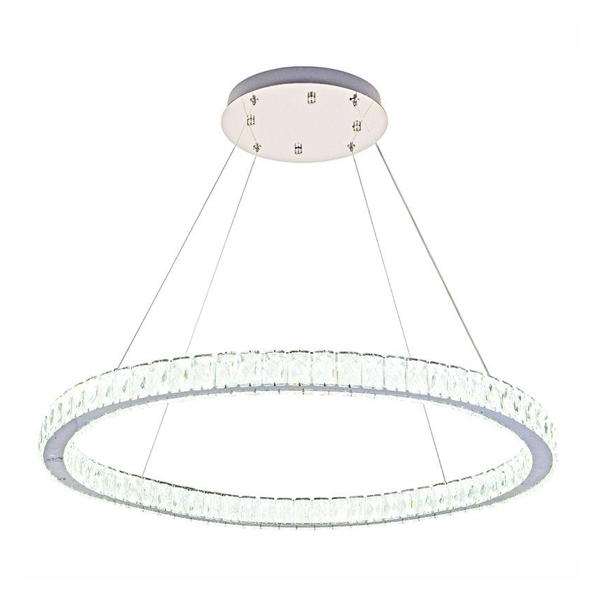 LED Ściemnialny żyrandol kryształowy na lince LED/100W/230V 3000-6500K srebrny + pilot zdalnego sterowania