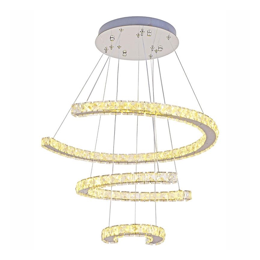 LED Ściemnialny żyrandol kryształowy na lince LED/100W/230V 3000-6500K srebrny + pilot zdalnego sterowania