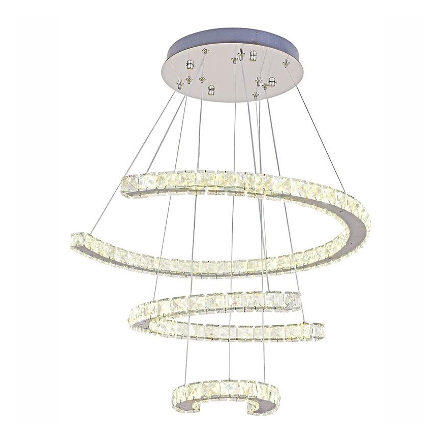 LED Ściemnialny żyrandol kryształowy na lince LED/100W/230V 3000-6500K srebrny + pilot zdalnego sterowania