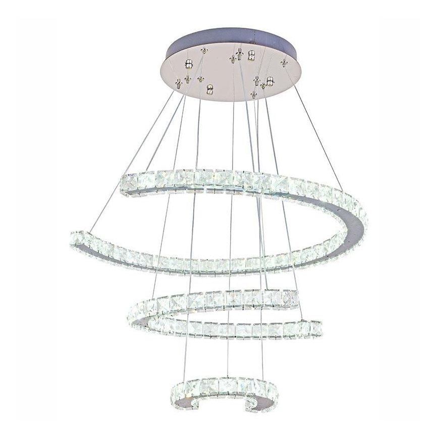 LED Ściemnialny żyrandol kryształowy na lince LED/100W/230V 3000-6500K srebrny + pilot zdalnego sterowania