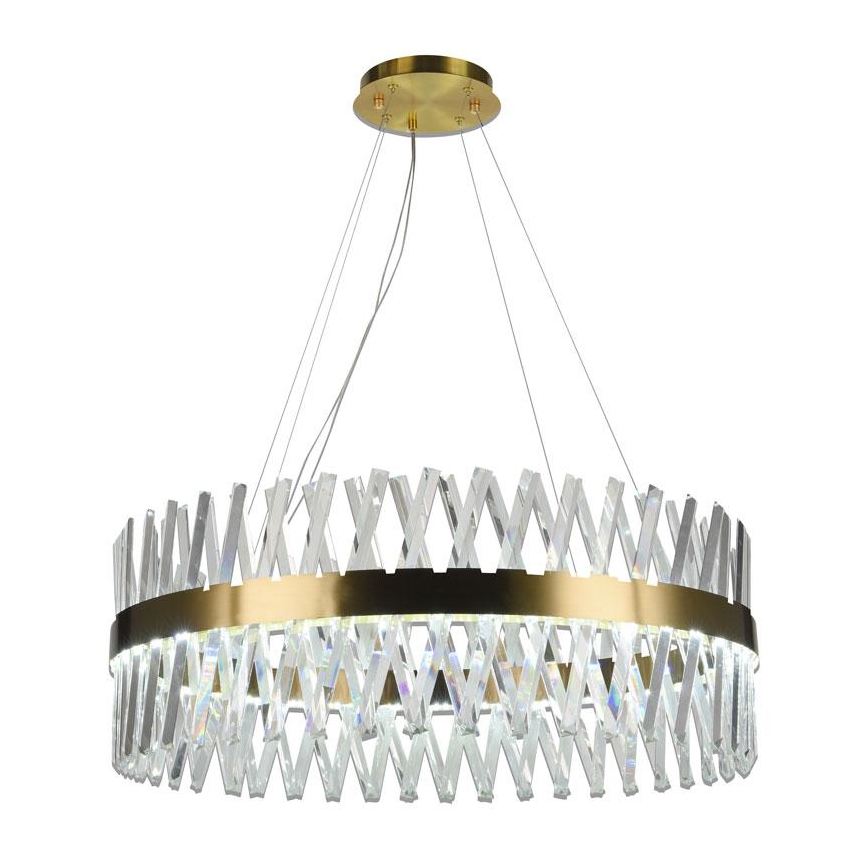 LED Ściemnialny żyrandol kryształowy na lince LED/110W/230V 3000-6500K złoty + pilot zdalnego sterowania