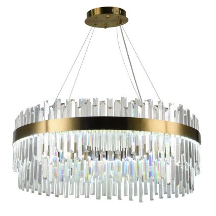 LED Ściemnialny żyrandol kryształowy na lince LED/110W/230V 3000-6500K złoty + pilot zdalnego sterowania