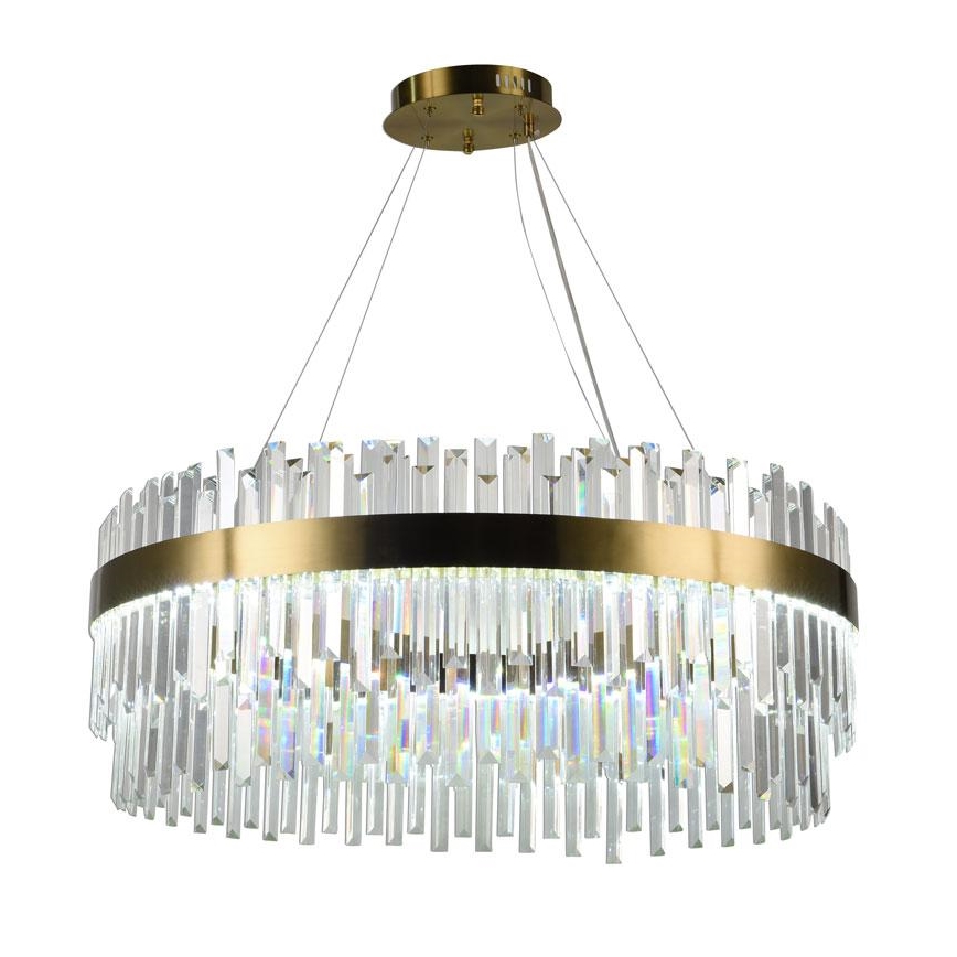 LED Ściemnialny żyrandol kryształowy na lince LED/110W/230V 3000-6500K złoty + pilot zdalnego sterowania