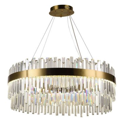 LED Ściemnialny żyrandol kryształowy na lince LED/110W/230V 3000-6500K złoty + pilot zdalnego sterowania