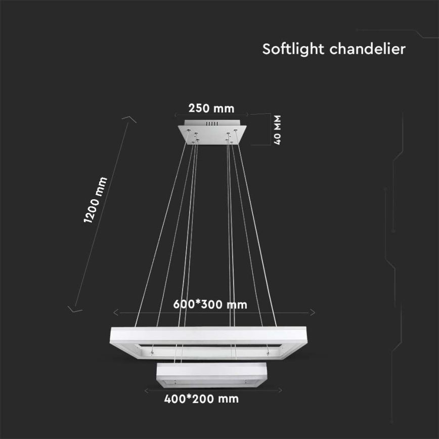 LED Żyrandol ściemnialny na lince LED/113W/230V 3000K biały