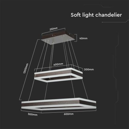 LED Żyrandol ściemnialny na lince LED/113W/230V 3000K brązowy