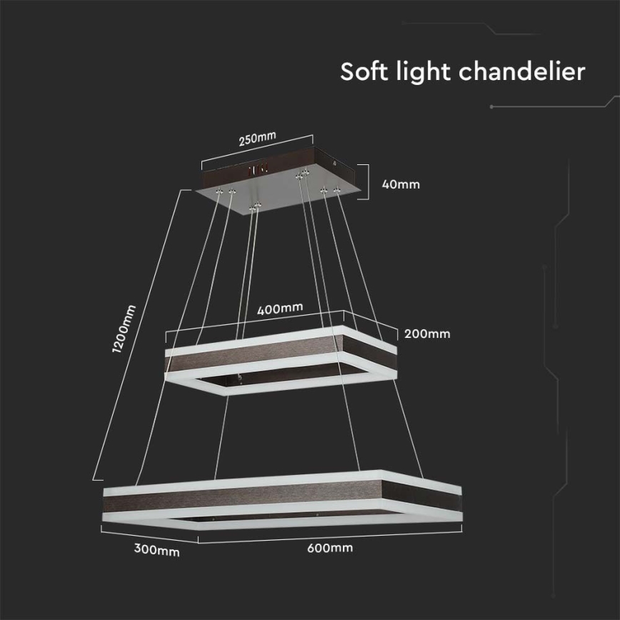 LED Żyrandol ściemnialny na lince LED/113W/230V 3000K brązowy