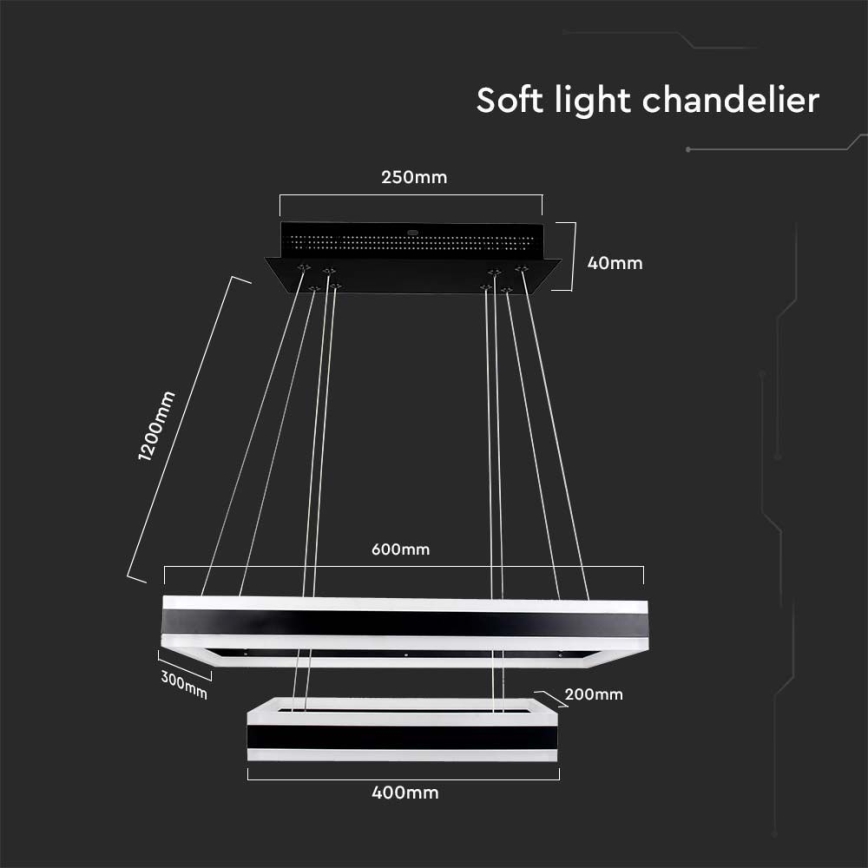 LED Żyrandol ściemnialny na lince LED/113W/230V 3000K czarny