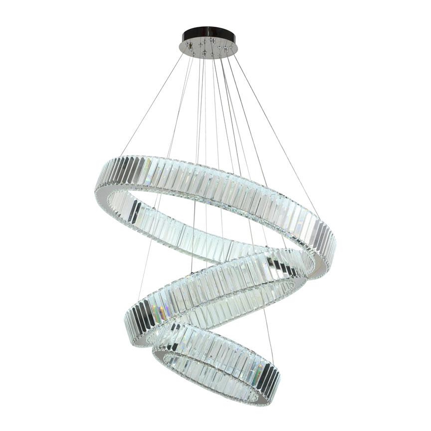LED Ściemnialny kryształowy żyrandol na lince LED/115W/230V 3000-6500K chrom błyszczący + zdalne sterowanie