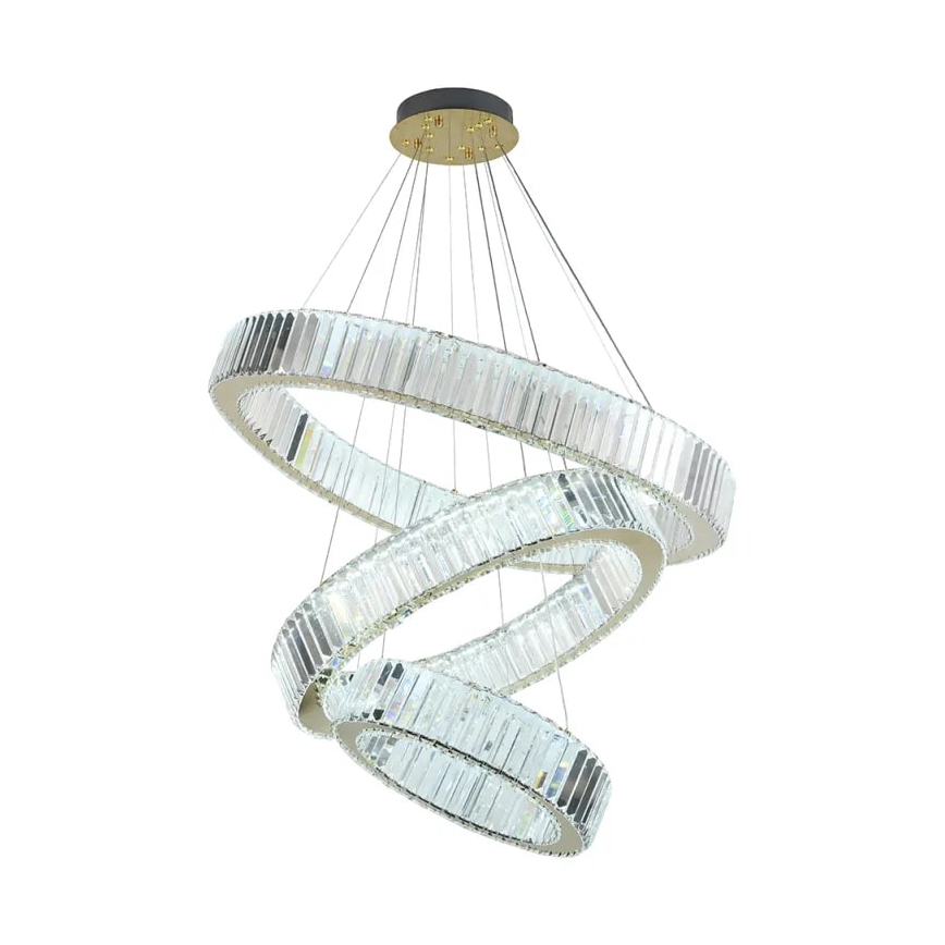 LED Ściemnialny żyrandol kryształowy na lince LED/115W/230V 3000-6500K chrom/złoty + pilot zdalnego sterowania