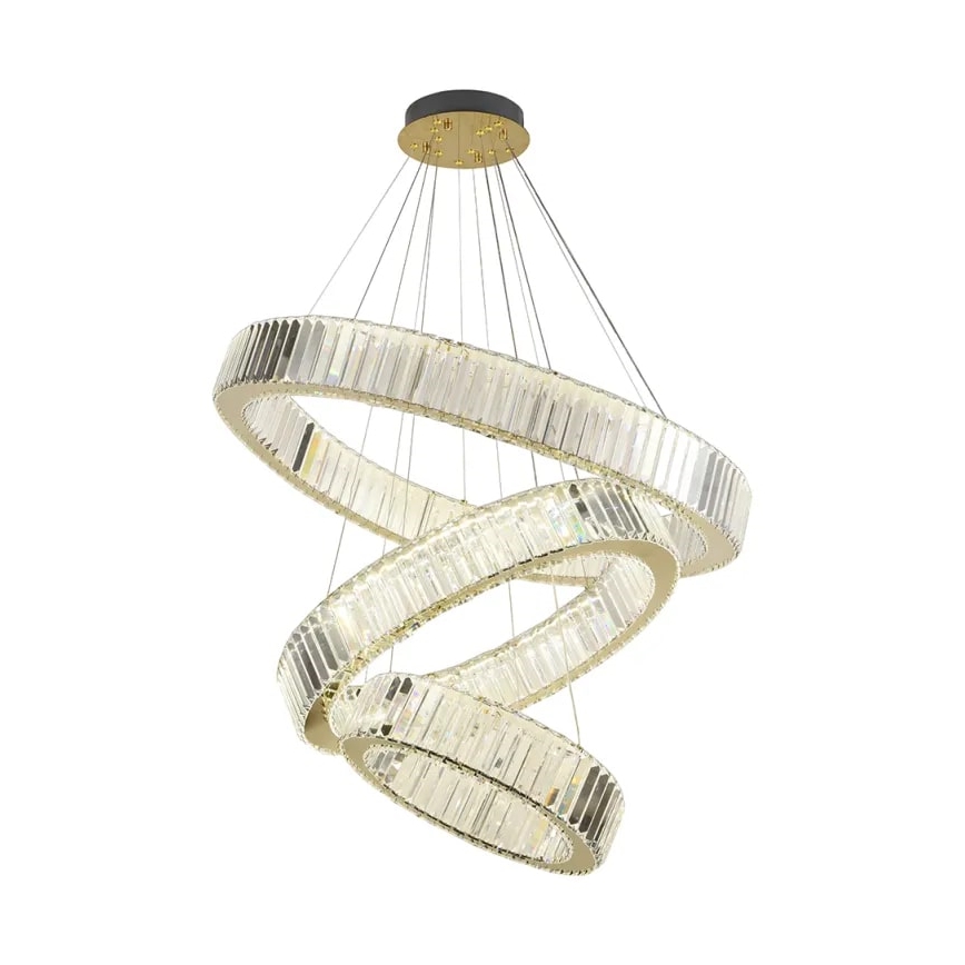 LED Ściemnialny żyrandol kryształowy na lince LED/115W/230V 3000-6500K chrom/złoty + pilot zdalnego sterowania