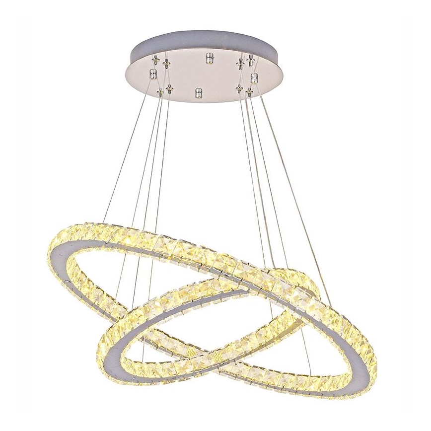 LED Ściemnialny żyrandol kryształowy na lince LED/115W/230V 3000-6500K srebrny + pilot zdalnego sterowania