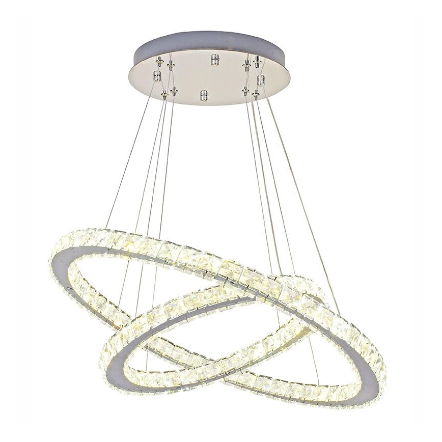 LED Ściemnialny żyrandol kryształowy na lince LED/115W/230V 3000-6500K srebrny + pilot zdalnego sterowania