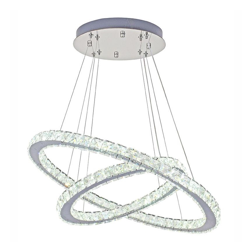LED Ściemnialny żyrandol kryształowy na lince LED/115W/230V 3000-6500K srebrny + pilot zdalnego sterowania
