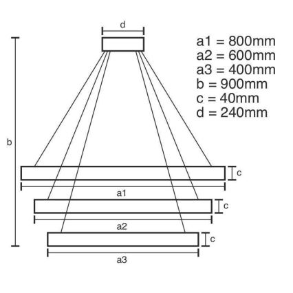 LED Żyrandol ściemnialny na lince LED/125W/230V 3000-6500K śr. 80 cm + zdalne sterowanie