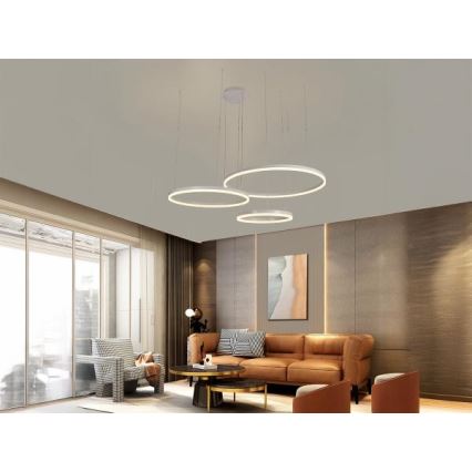 LED Żyrandol ściemnialny na lince LED/125W/230V 3000-6500K śr. 80 cm + zdalne sterowanie