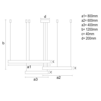 LED Żyrandol ściemnialny na lince LED/125W/230V 3000-6500K śr. 80 cm + zdalne sterowanie