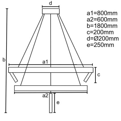LED Żyrandol ściemnialny na lince LED/140W/230V 3000-6500K + pilot zdalnego sterowania