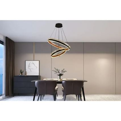 LED Żyrandol ściemnialny na lince LED/140W/230V 3000-6500K śr. 60 cm + zdalne sterowanie