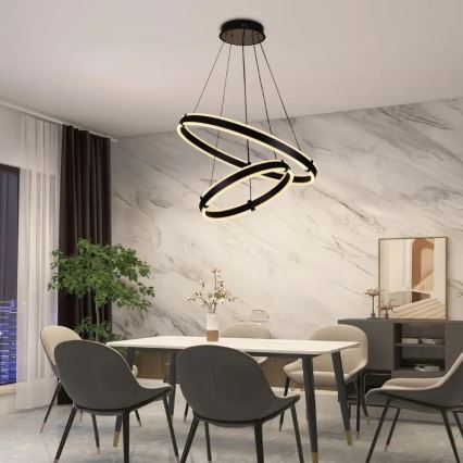 LED Żyrandol ściemnialny na lince LED/140W/230V 3000-6500K śr. 60 cm + zdalne sterowanie