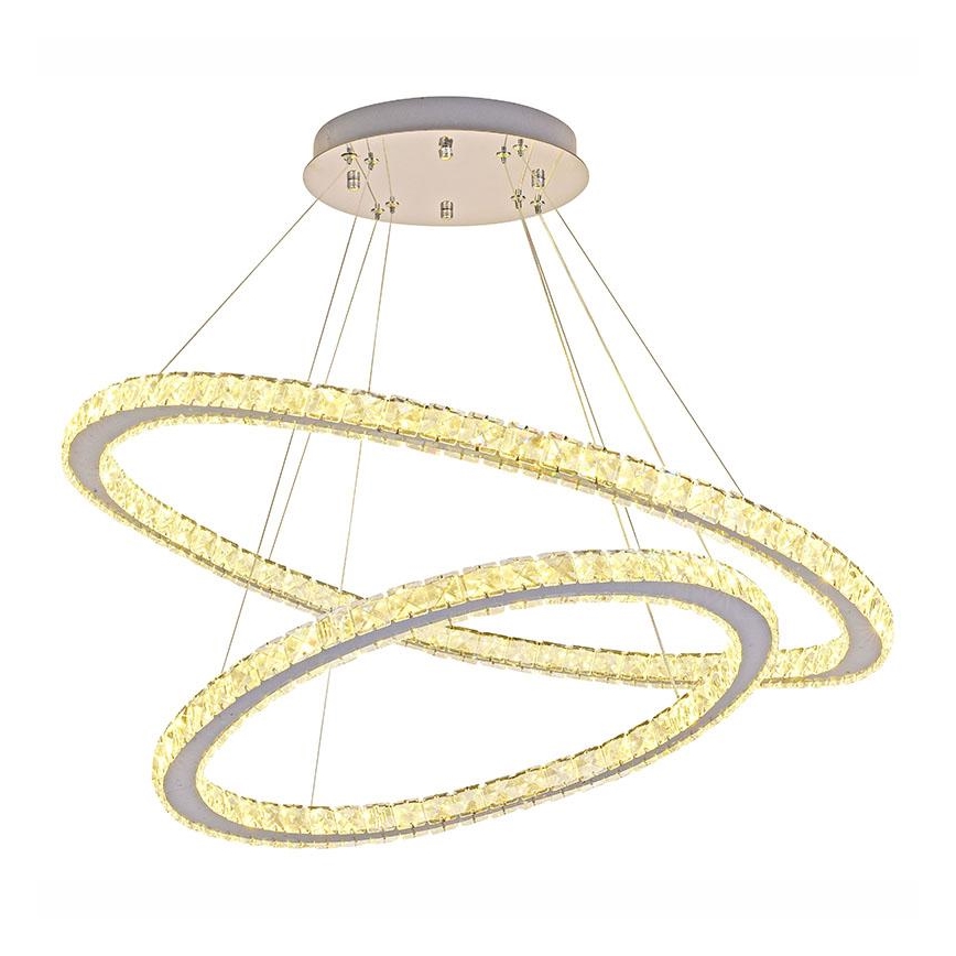 LED Ściemnialny żyrandol kryształowy na lince LED/160W/230V 3000-6500K srebrny + pilot zdalnego sterowania
