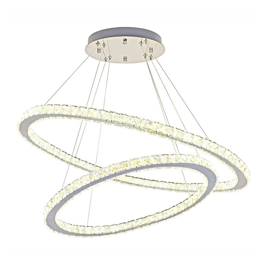 LED Ściemnialny żyrandol kryształowy na lince LED/160W/230V 3000-6500K srebrny + pilot zdalnego sterowania