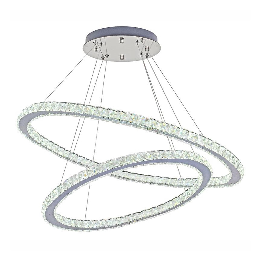 LED Ściemnialny żyrandol kryształowy na lince LED/160W/230V 3000-6500K srebrny + pilot zdalnego sterowania
