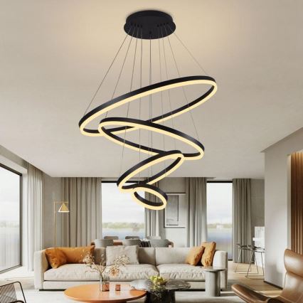 LED Żyrandol ściemnialny na lince LED/165W/230V 3000-6500K śr. 80 cm + zdalne sterowanie