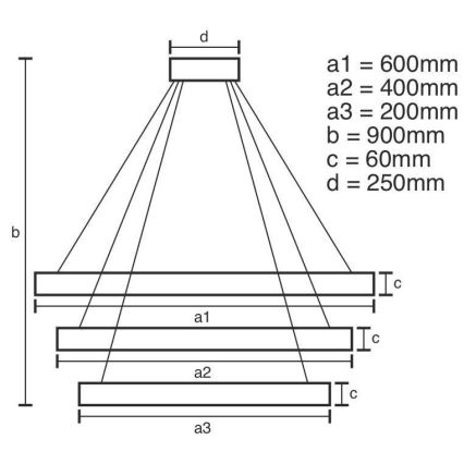 LED Żyrandol ściemnialny na lince LED/165W/230V 3000-6500K śr. 60 cm + zdalne sterowanie