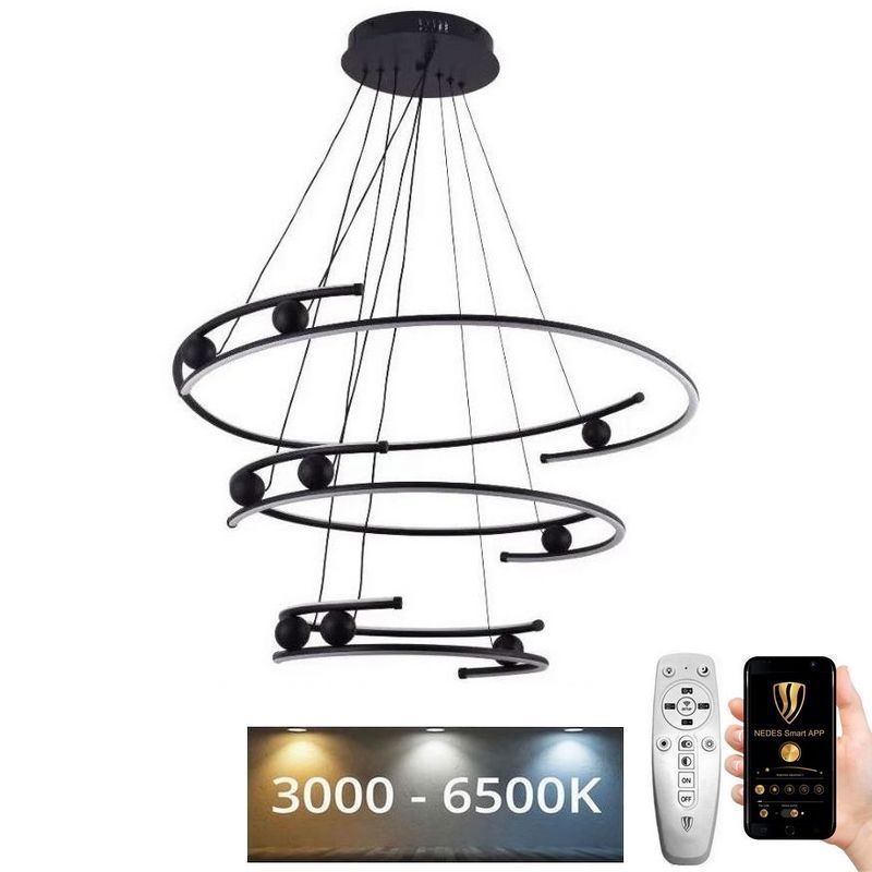 LED Żyrandol ściemnialny na lince LED/170W/230V 3000-6500K śr. 80 cm + zdalne sterowanie