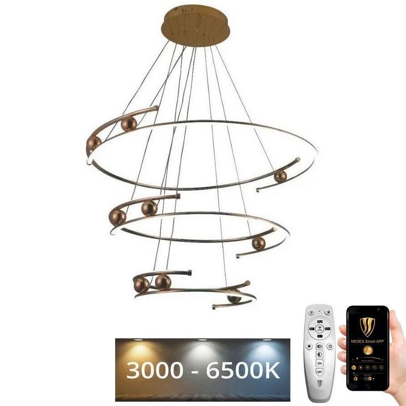 LED Żyrandol ściemnialny na lince LED/170W/230V 3000-6500K śr. 80 cm + zdalne sterowanie