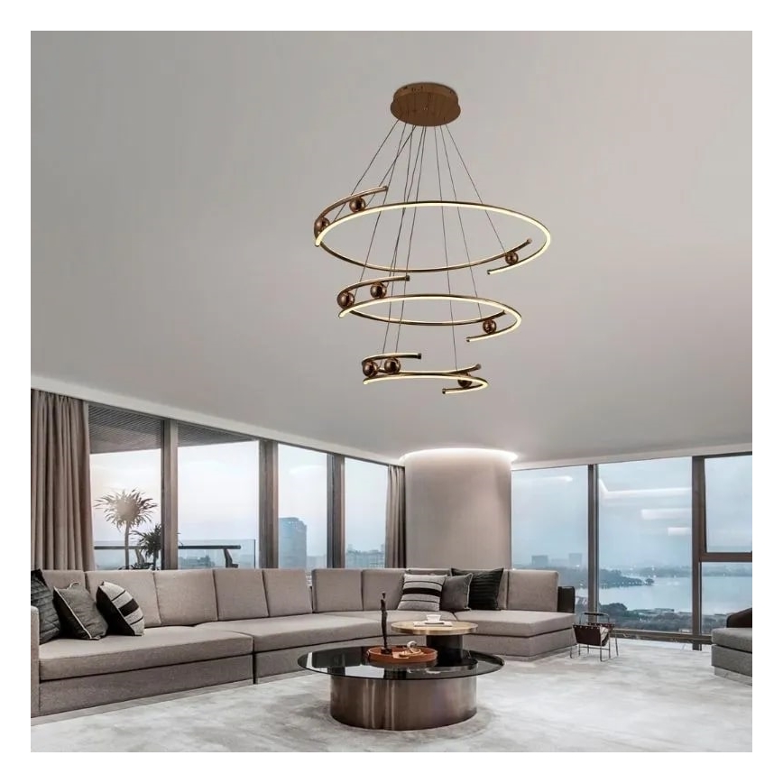 LED Żyrandol ściemnialny na lince LED/170W/230V 3000-6500K śr. 80 cm + zdalne sterowanie