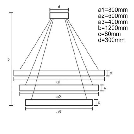 LED Żyrandol ściemnialny na lince LED/170W/230V 3000-6500K śr. 80 cm + zdalne sterowanie