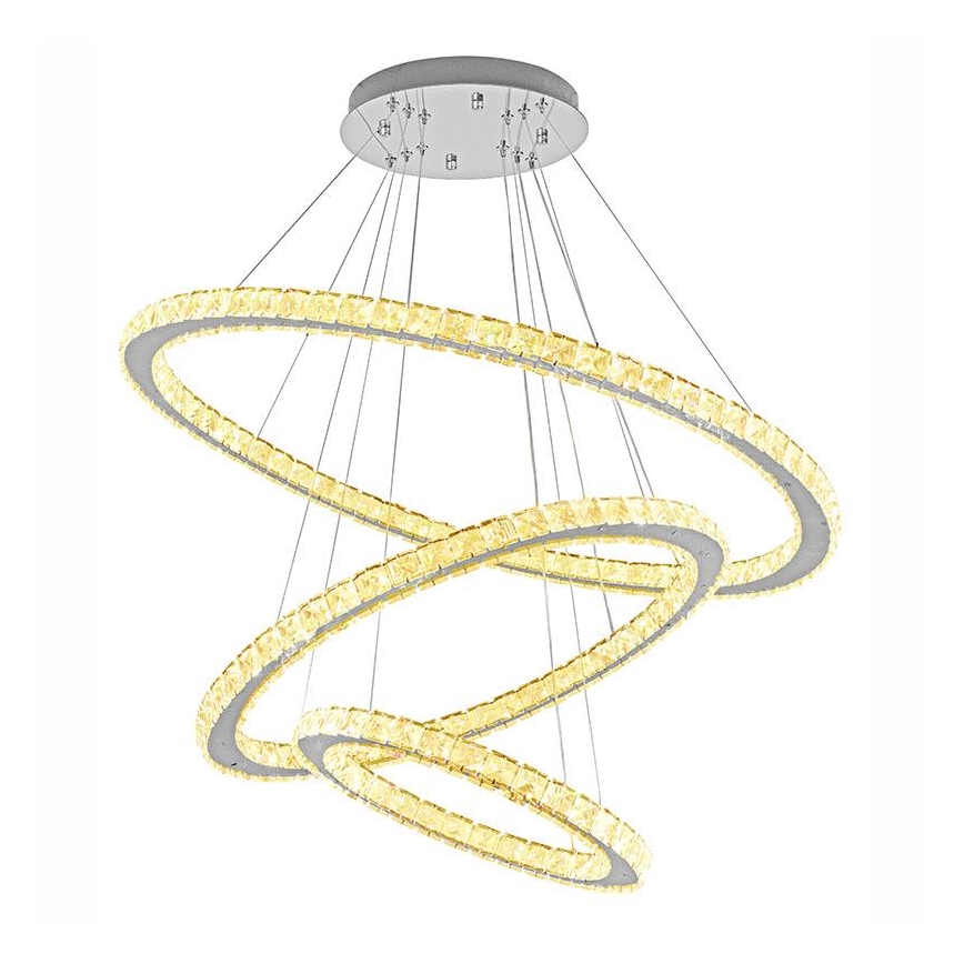 LED Ściemnialny żyrandol kryształowy na lince LED/210W/230V 3000-6500K srebrny + pilot zdalnego sterowania