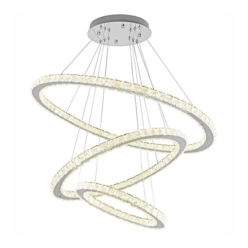 LED Ściemnialny żyrandol kryształowy na lince LED/210W/230V 3000-6500K srebrny + pilot zdalnego sterowania