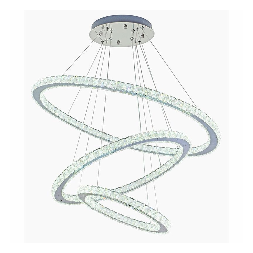 LED Ściemnialny żyrandol kryształowy na lince LED/210W/230V 3000-6500K srebrny + pilot zdalnego sterowania