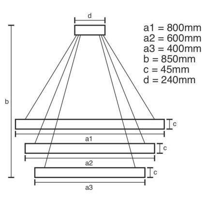 LED Żyrandol ściemnialny na lince LED/220W/230V 3000-6500K śr. 80 cm + zdalne sterowanie