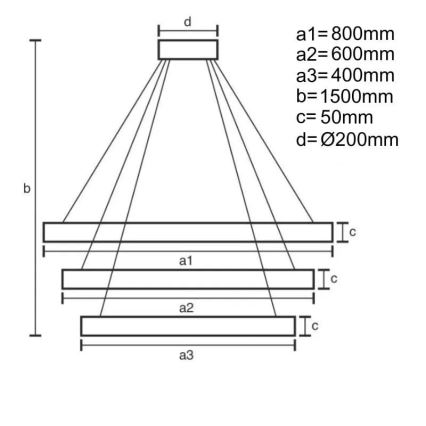 LED Żyrandol ściemnialny na lince LED/235W/230V 3000-6500K + pilot zdalnego sterowania