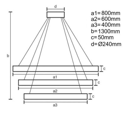 LED Żyrandol ściemnialny na lince LED/250W/230V 3000-6500K śr. 80 cm + zdalne sterowanie