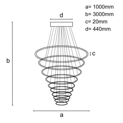 LED Żyrandol ściemnialny na lince LED/370W/230V 3000-6500K + pilot zdalnego sterowania