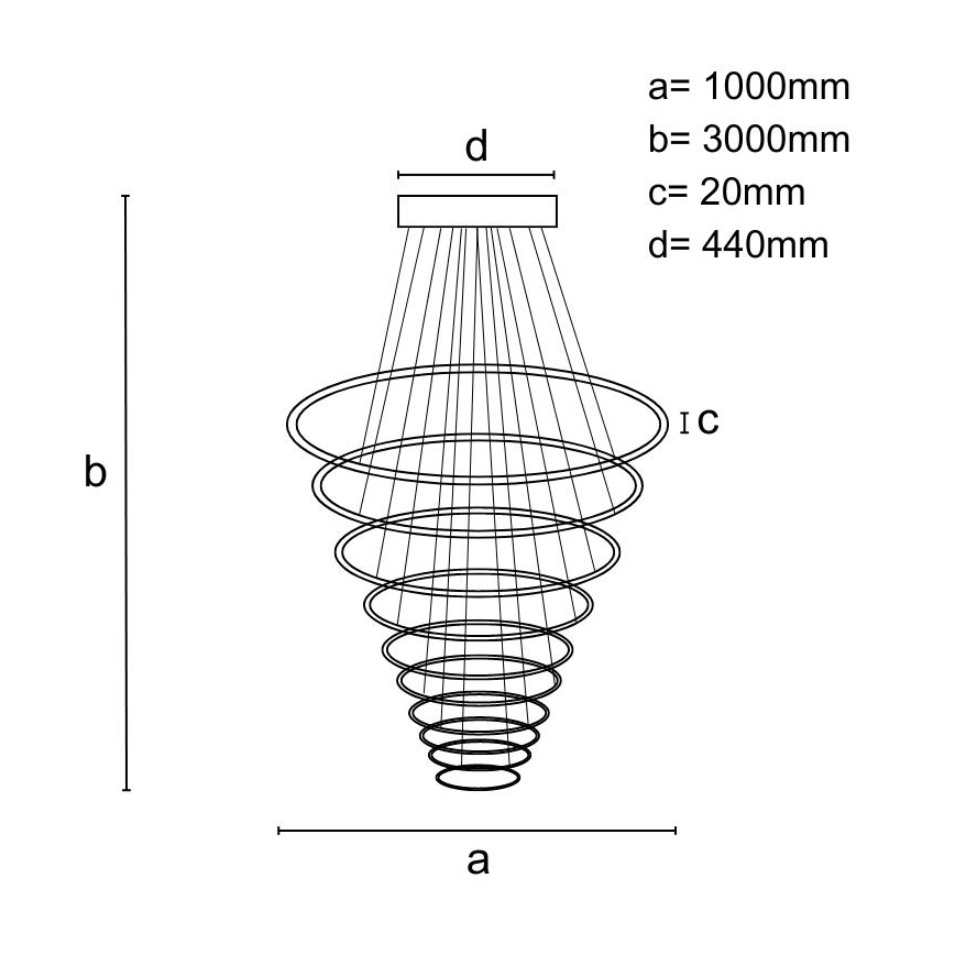 LED Żyrandol ściemnialny na lince LED/370W/230V 3000-6500K + pilot zdalnego sterowania