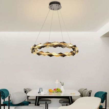 LED Ściemnialny kryształowy żyrandol na lince LED/40W/230V 3000-6500K chrom błyszczący + zdalne sterowanie