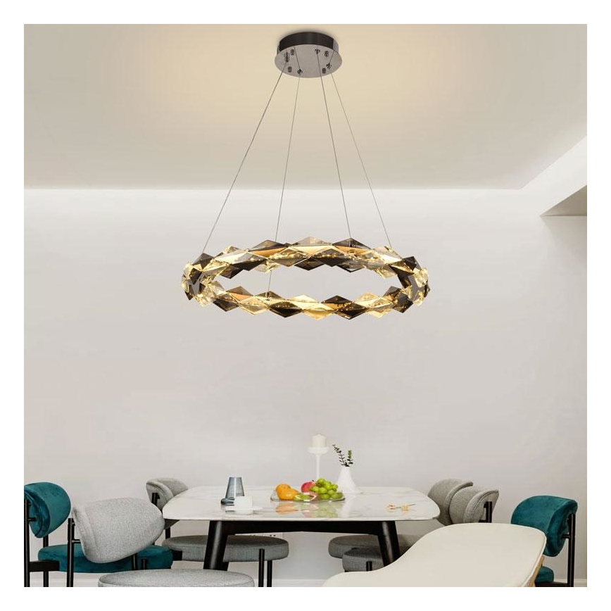 LED Ściemnialny kryształowy żyrandol na lince LED/40W/230V 3000-6500K chrom błyszczący + zdalne sterowanie