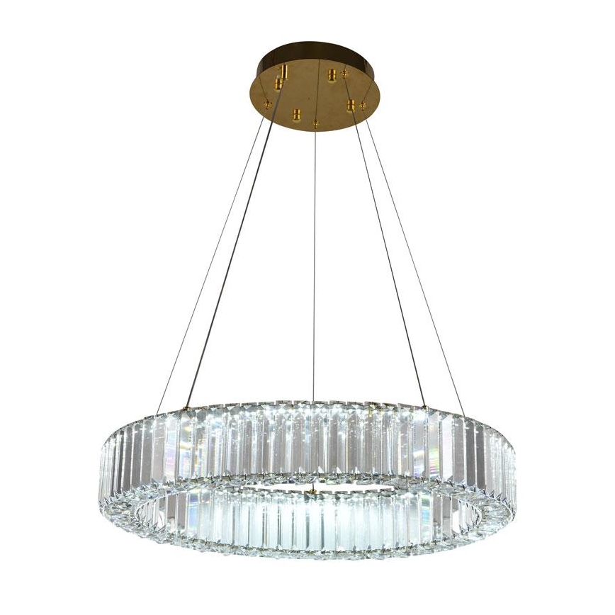 LED Ściemnialny żyrandol kryształowy na lince LED/40W/230V 3000-6500K chrom/złoty + pilot zdalnego sterowania