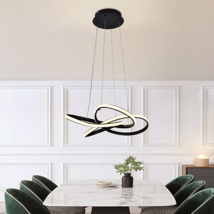 LED Żyrandol ściemnialny na lince LED/40W/230V 3000-6500K śr. 48 cm czarny + zdalne sterowanie