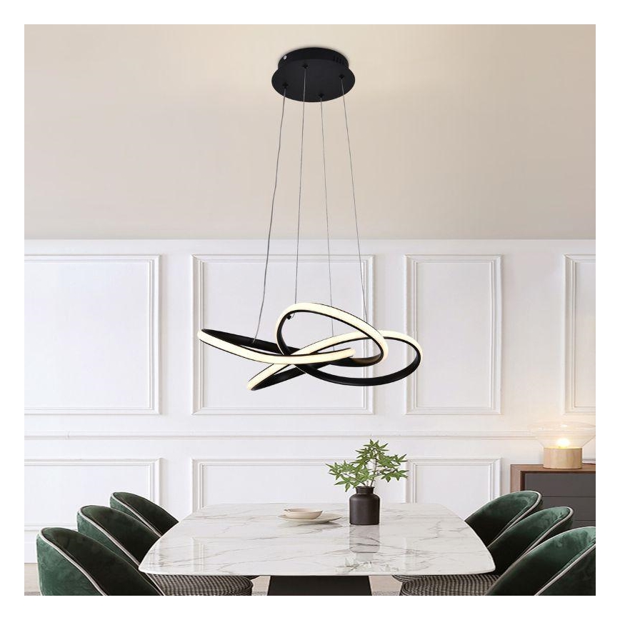 LED Żyrandol ściemnialny na lince LED/40W/230V 3000-6500K śr. 48 cm czarny + zdalne sterowanie