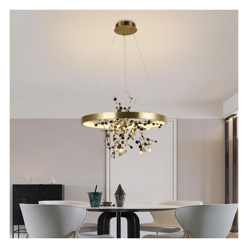 LED Żyrandol ściemnialny na lince LED/40W/230V 3000-6500K złoty + pilot zdalnego sterowania