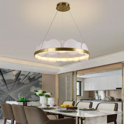 LED Żyrandol ściemnialny na lince LED/40W/230V 3000-6500K złoty + pilot zdalnego sterowania