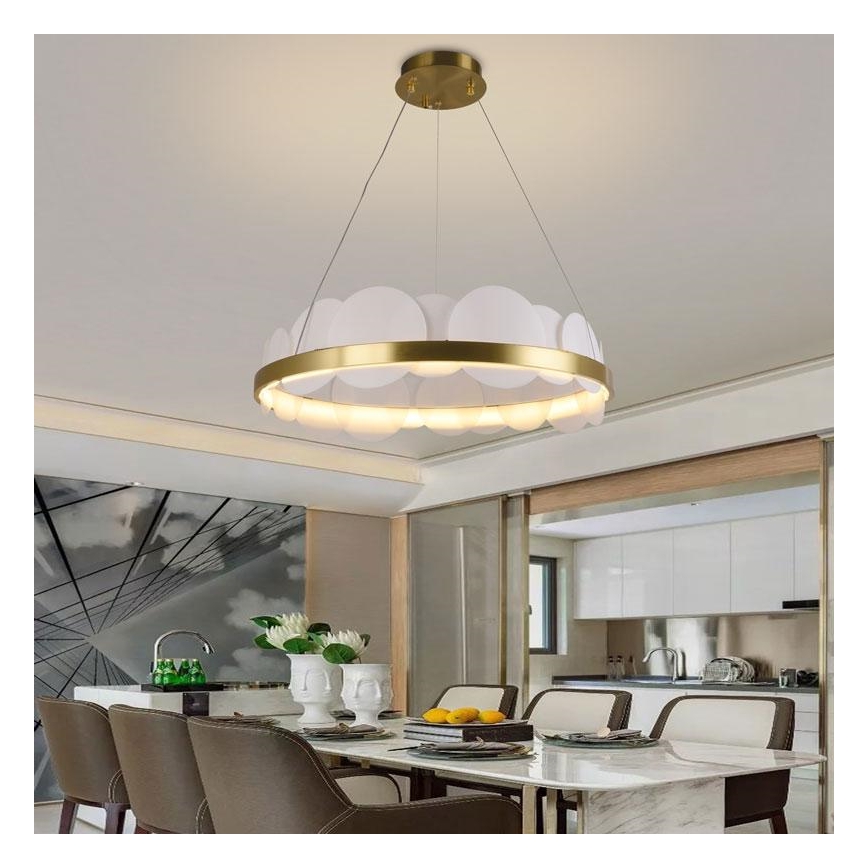 LED Żyrandol ściemnialny na lince LED/40W/230V 3000-6500K złoty + pilot zdalnego sterowania